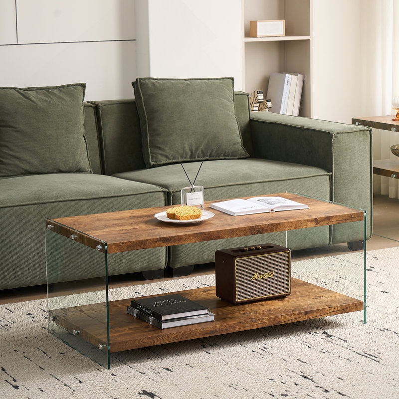 MDF Coffeetable, Small Tea Table, Walnut Tempered Glass Sofa Table