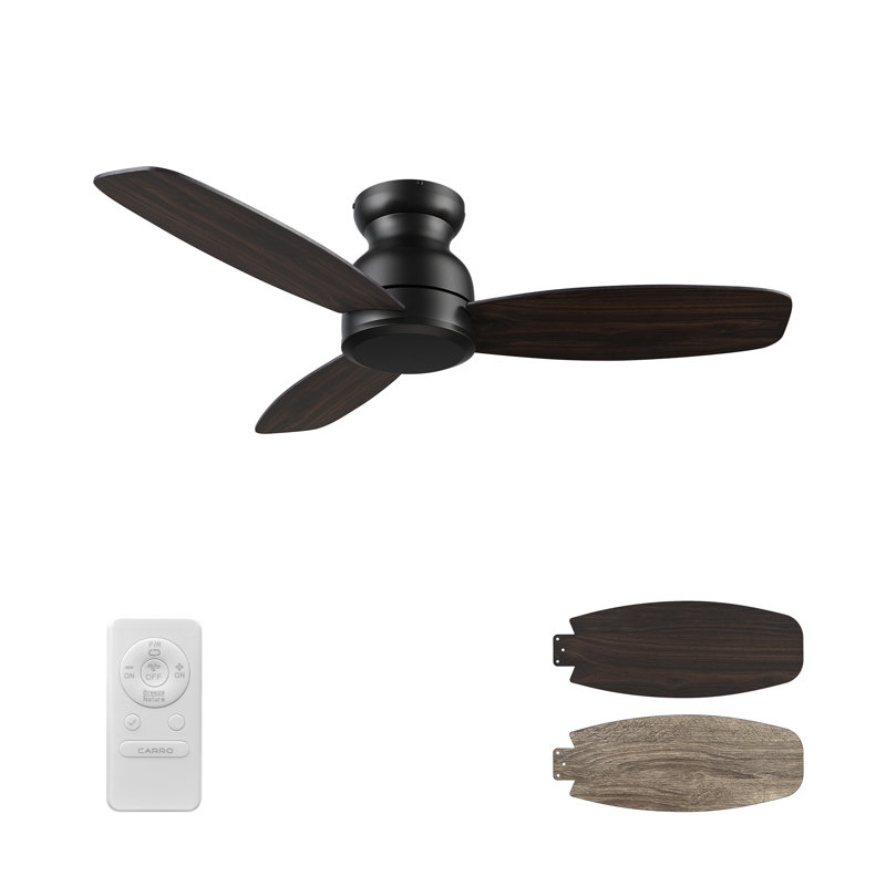 Ventilateur de plafond encastré 48 pouces sans lumière, Noir avec pales grises