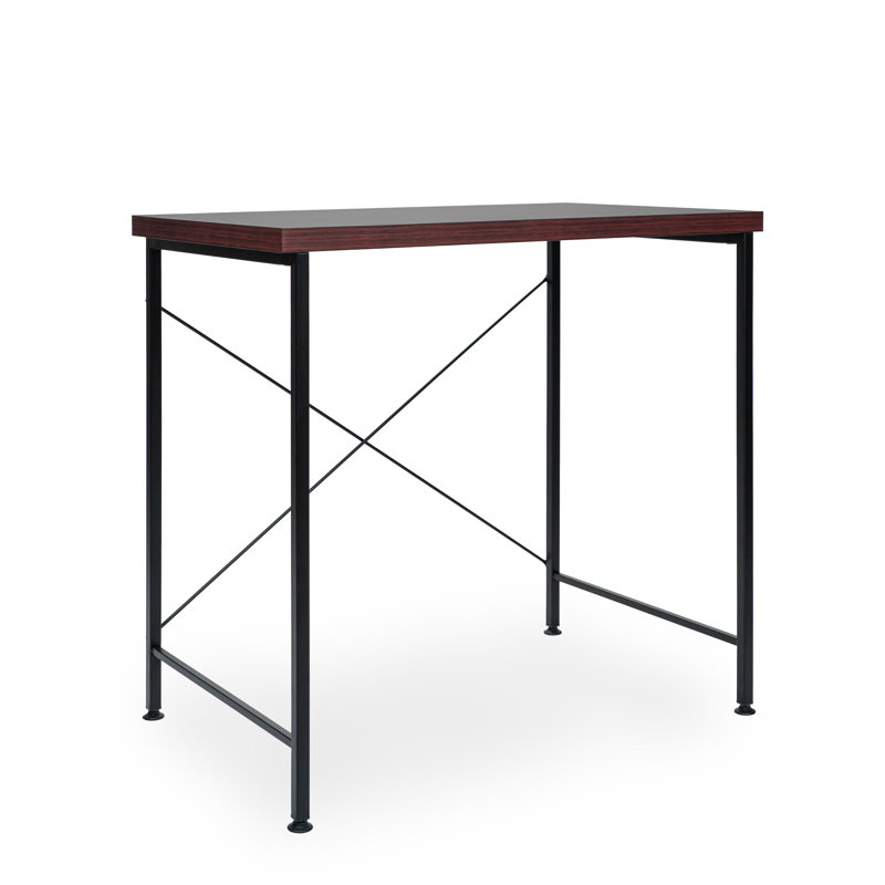 Malasha Metal Base Writing Desk, Black, Mahogany