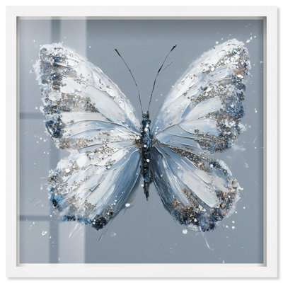 Celestial Flutter Shadowbox Print Floral Wal Decor by Art Remedy, White Frame, 12 x 12