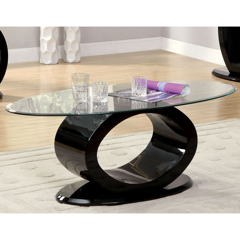Rehberg Glass Top Single Coffee Table, Black