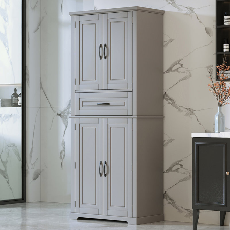 Bathroom Storage Cabinet With Multi-Functional Storage Space, Drawer With Slide Rails, Adjustable Shelf, Gray