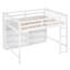 Lit mezzanine double avec 8 tablettes de rangement, blanc - Créez une grande chambre fonctionnelle idéale pour économiser de l'espace-869324420