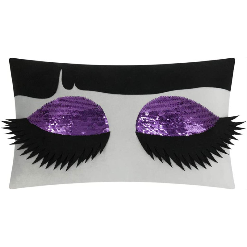  Housse de coussin rectangulaire en polyester / mélange de polyester, Mauve, 12 po x 20 po