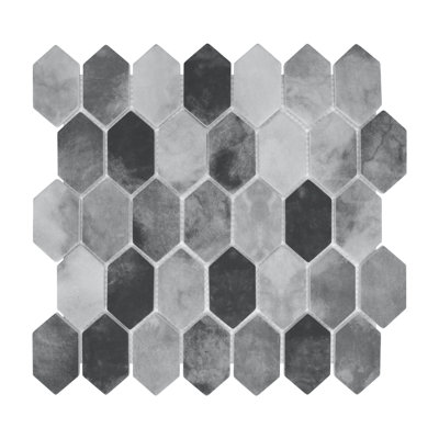 10.75" x 10.12" Picket Hexagon Recycled Glass Floor & Wall Mosaic Tile