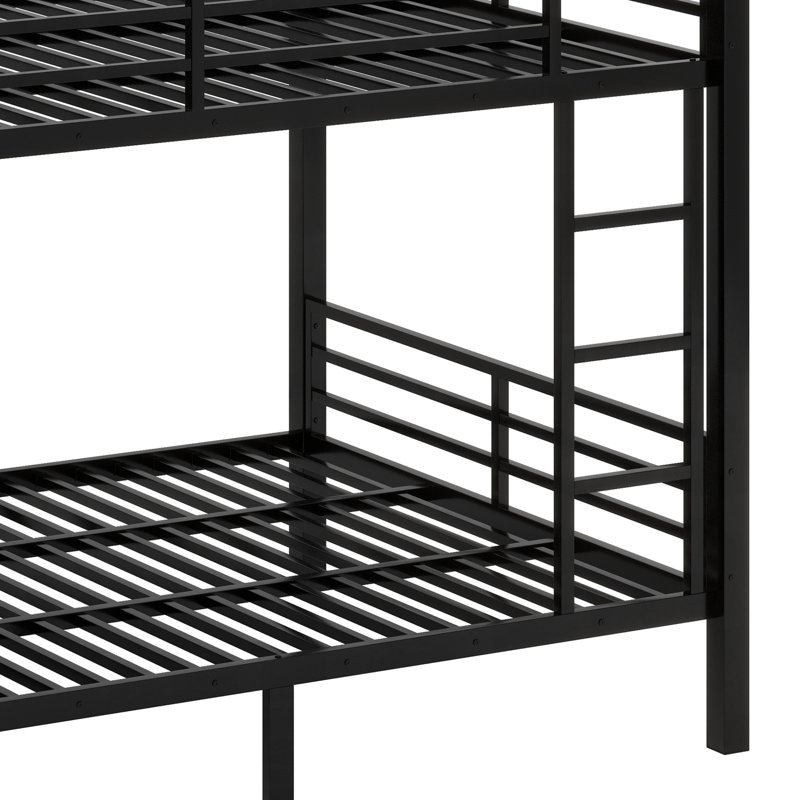 Lit superposé en métal pour les adolescents avec tablettes de rangement, tiroirs et panneau perforé, Grand sur grand