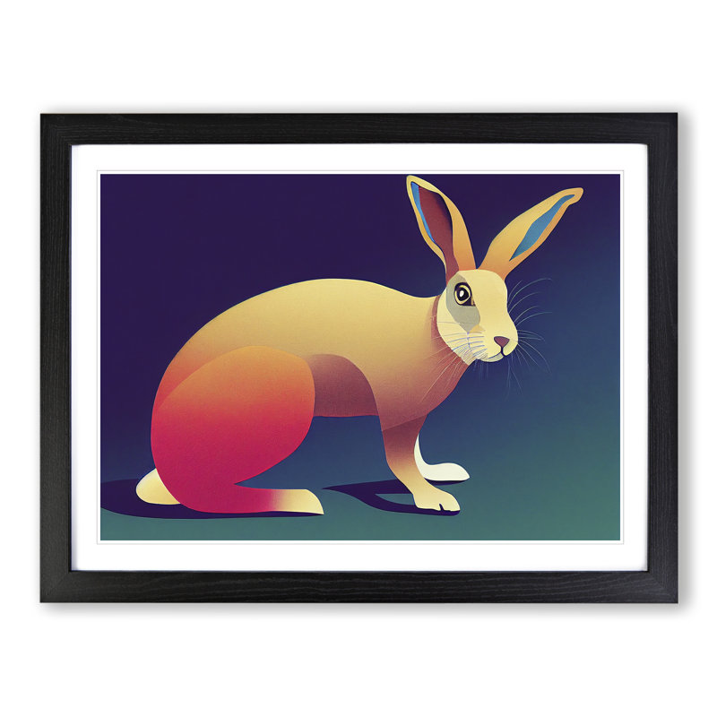 Modern Art Rabbit Abstract - Framed Print, Black Framed, 46cm H x 64cm W x 2cm D