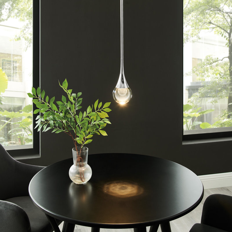 Luna II Brushed Brass Mini LED Pendant with Hand-Cut Crystal