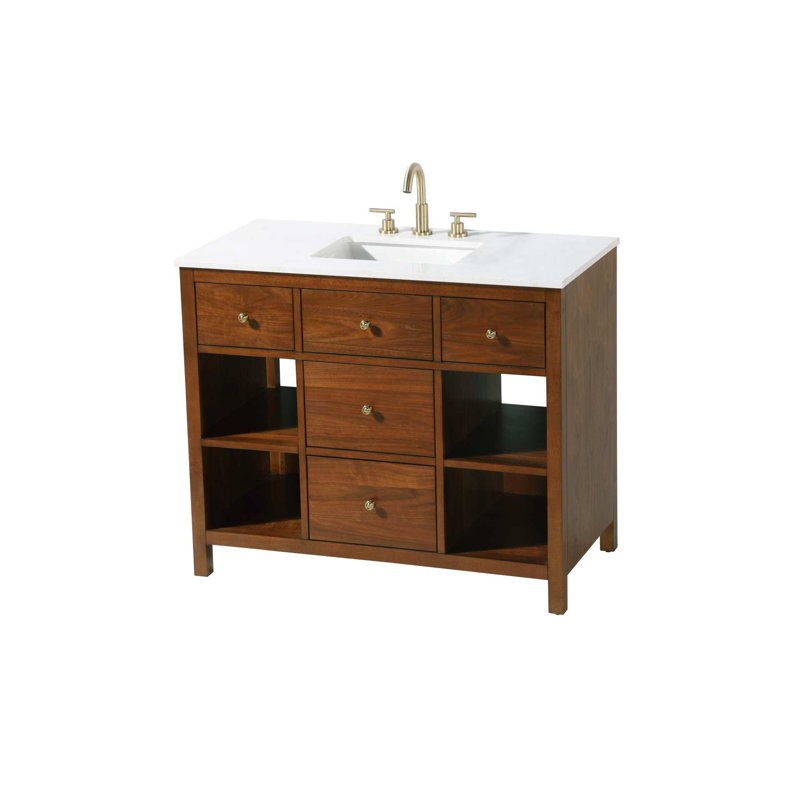 Meuble-lavabo simple Eris, 42", Brandy noyer / or