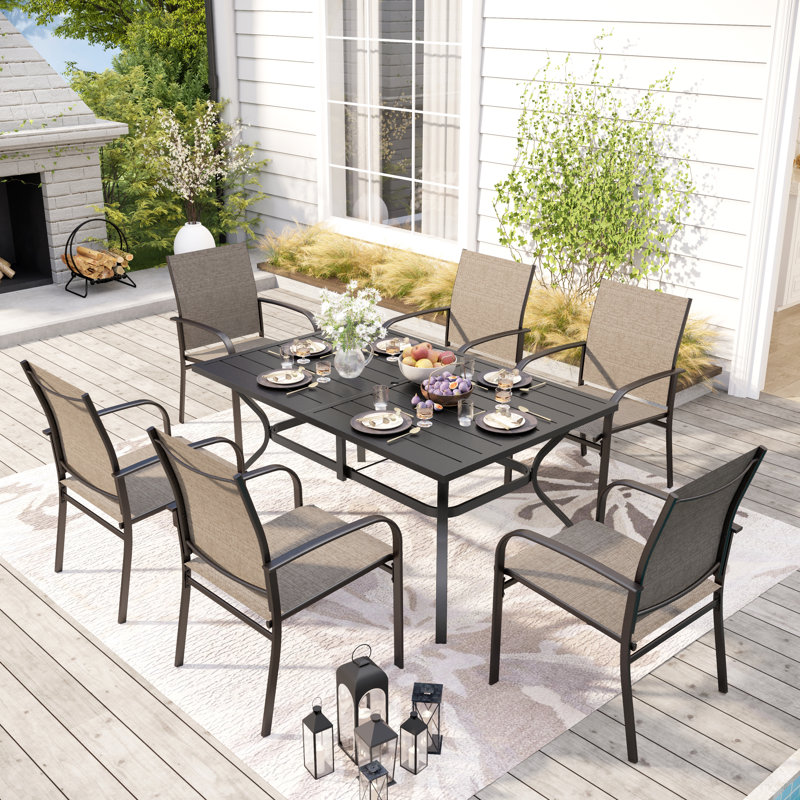 Argyri Rectangular 6 - Person 60" Long Dining Set, Brown