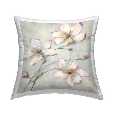 Apple Blossom Botanicals Decorative Printed Throw Pillow Design by Sally Swatland