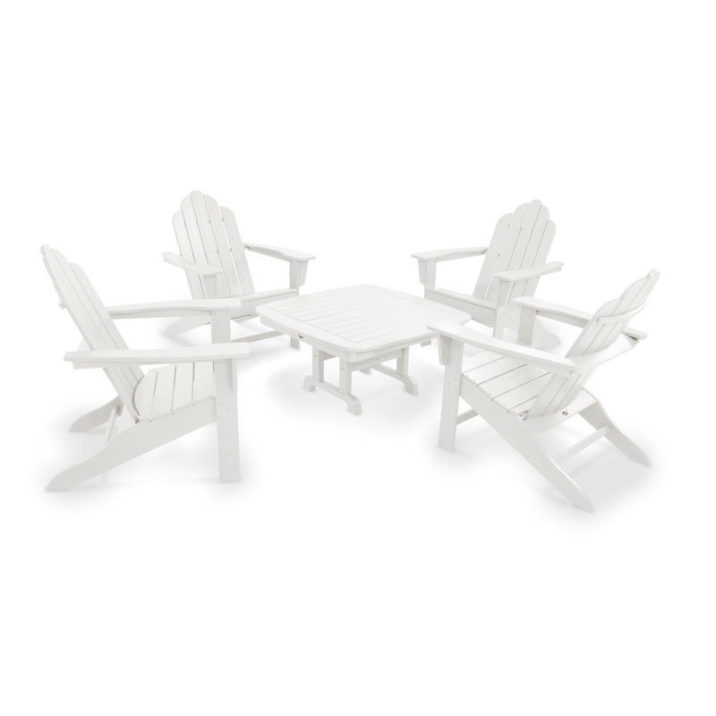 POLYWOOD Long Island Adirondack 5-Piece Conversation Group, White