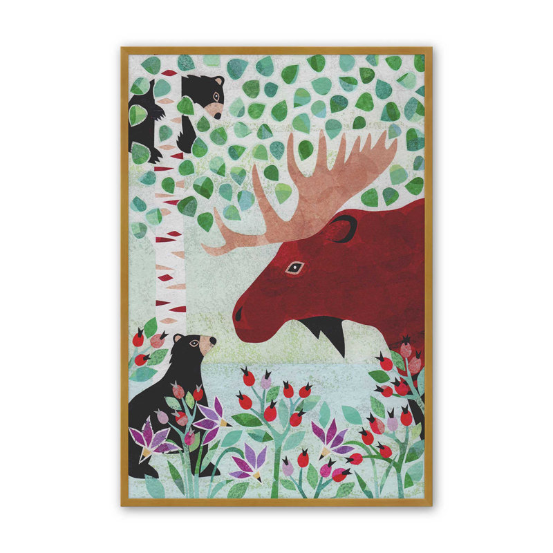 «Wilderness Collage I» par Kim Conway, reproduction d'art, Impression sur cadre ouvert sans papier mat, H 18 po x l 12 po