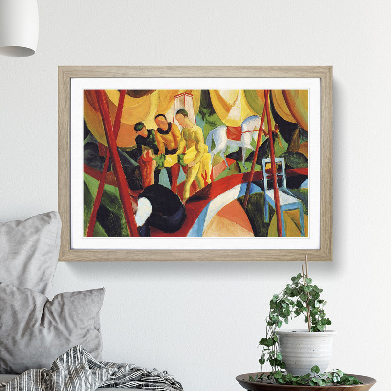 Circus by August Macke - Picture Frame Painting, 36cm H x 48cm W x 2cm D, Oak Framed