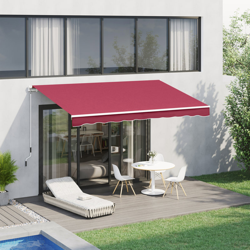 Retractable Awning, Patio Awnings, Sunshade Shelter W/ Manual Crank Handle, UV & Water-Resistant Fabric And Aluminum Frame For Deck, Balcony, Yard