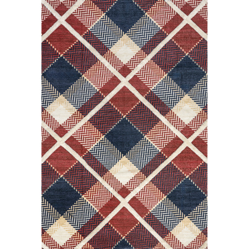 Anastasia High-Low Plaid Area Rug, Rectangle 6' x 9'