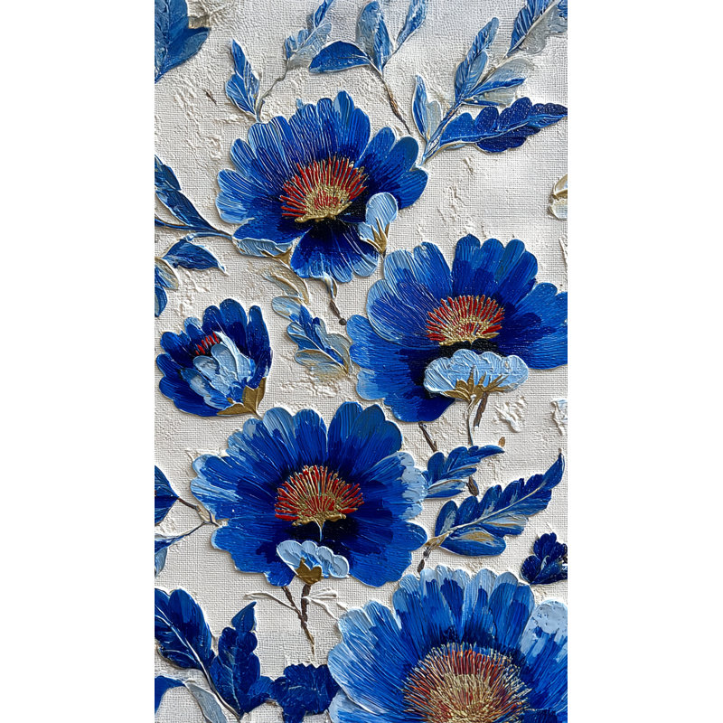 Harmonie pivoine bleue, H 35 po x l 20 po