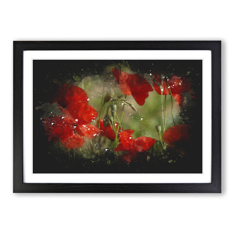 Field of Poppies Vol.7 - Picture Frame Graphic Art, 27cm H x 36cm W x 2cm D, Black Framed