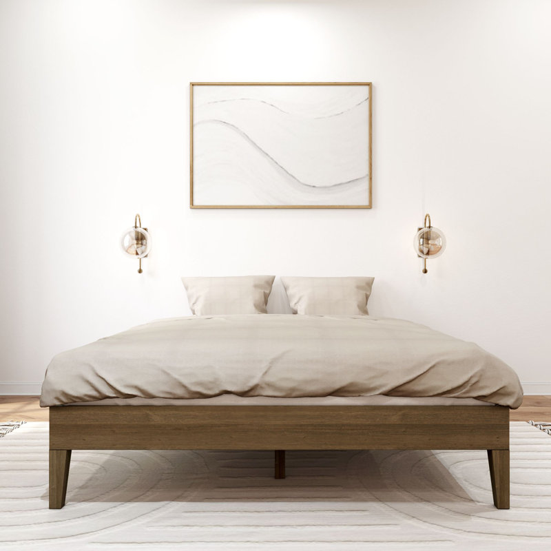 Arikah Solid Wood Bed, Matte Walnut, Queen