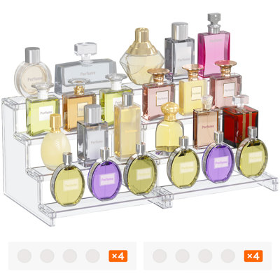 Perfume Organizer 2-Pcs, 9" Clear Cologne Display Stand, Tool-Free Makeup Organizer Shelf For Vanity, Bathroom Counter & Bedroom Decor