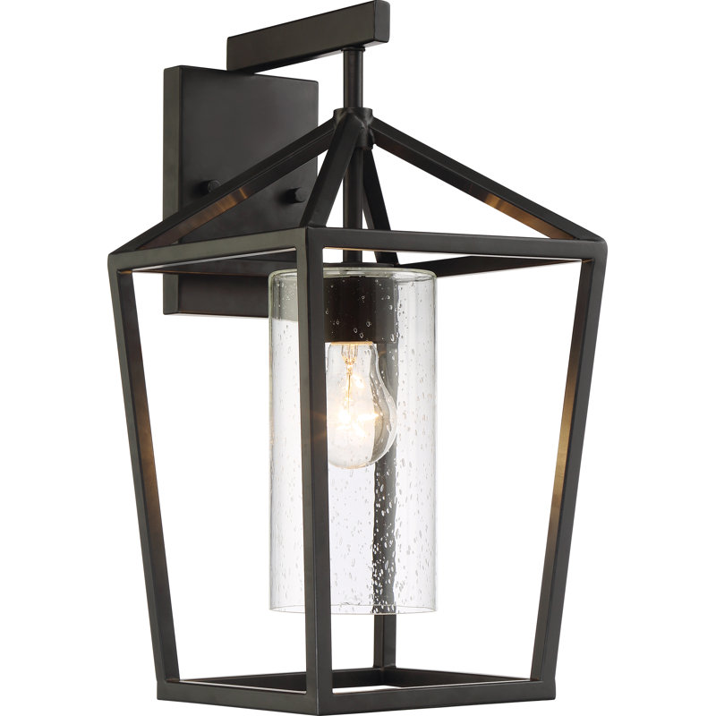 Lanterne murale d'extérieur en verre sablé noir Alicia, H 17,13 po x l 9 po x P 10 po