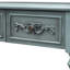 Console bleu antique, 4 tiroirs et 1 tablette, meuble de décoration pour salon, bois massif 52 po incurvée avec