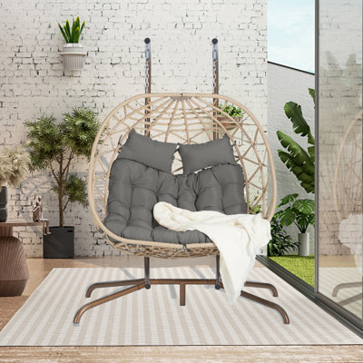 Double chaise à œufs avec support suspendu pour l'intérieur et l'extérieur