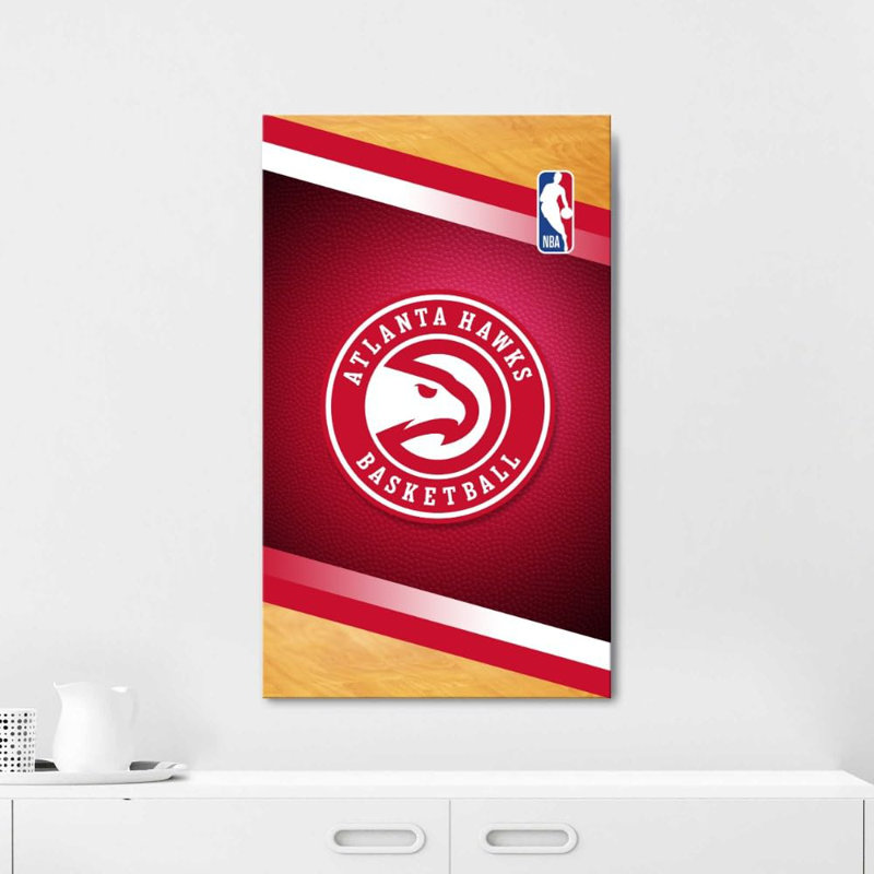"Hawks" d'Atlanta, impression sur toile de la NBA - équipe de basketball sous licence officielle - prête à être accrochée