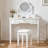 Compact Makeup Vanity Table With Reversible Mirror, Dressing Table Set With Stool, Space-Saving Beauty Station For Small Places, White
