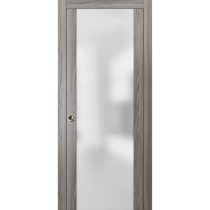 Portes coulissantes en verre givré Planum avec trousse de quincaillerie d'installation Planum, 28 po x 80 po, Frêne gingembre