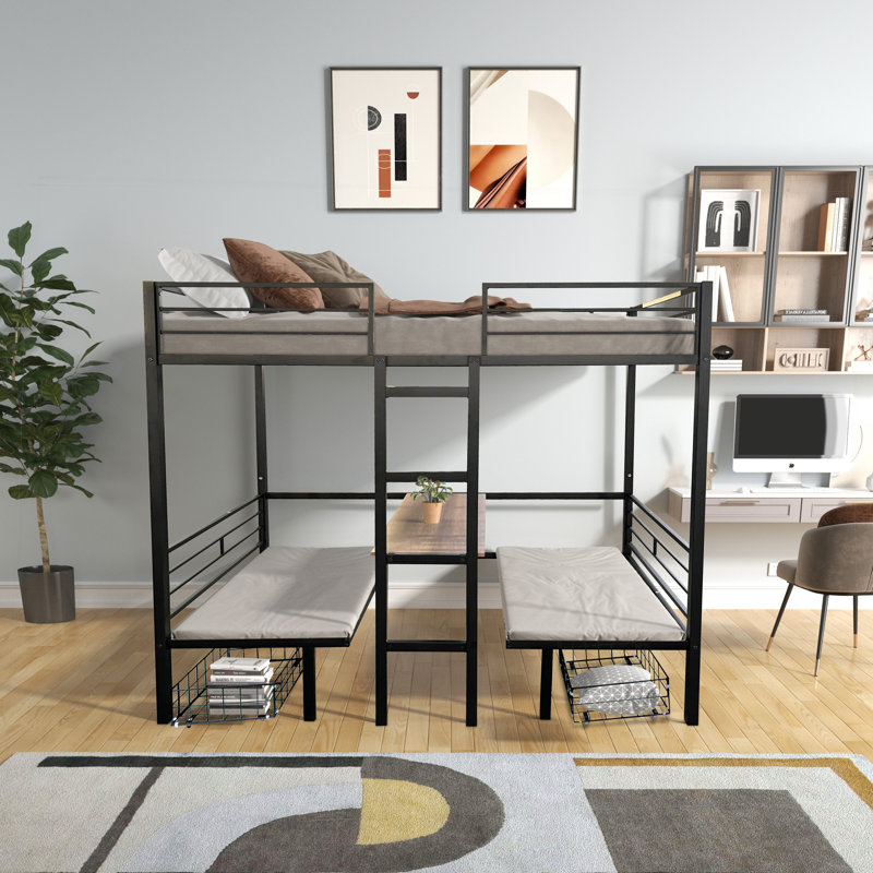 Loft Bed With Table Sets Transformable To Bunk, Twin