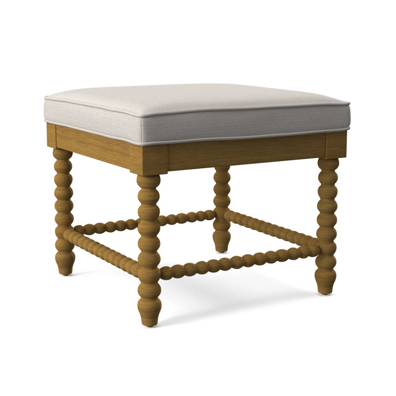 Lind Island Upholstered Bench, Frond Blue; 0448-64, Honey Finish