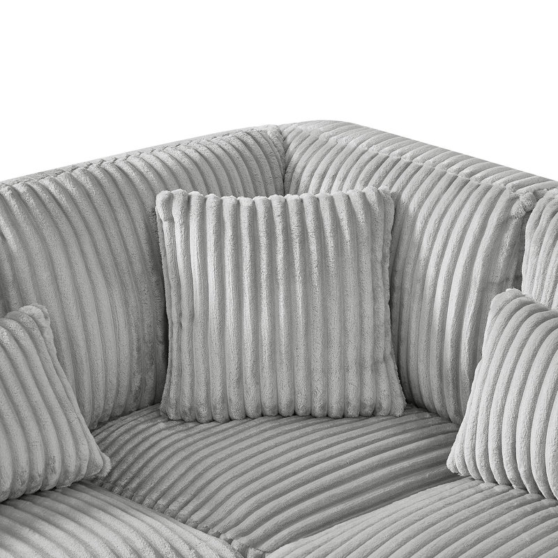 Canapé modulaire surdimensionné de 129 po en forme de U de 129 po Canapé moderne recouvert de velours côtelé doux avec une chaise longue pour le salon, gris