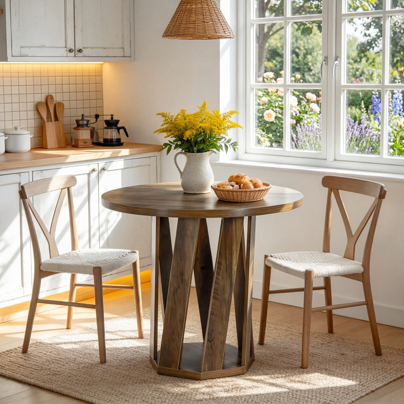 31.5'' Small Round Wood Dining Table for 2-4 People