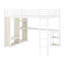 Structure de lit mezzanine en métal avec garde-robe intégrée, bureau et tablettes de rangement-224234494