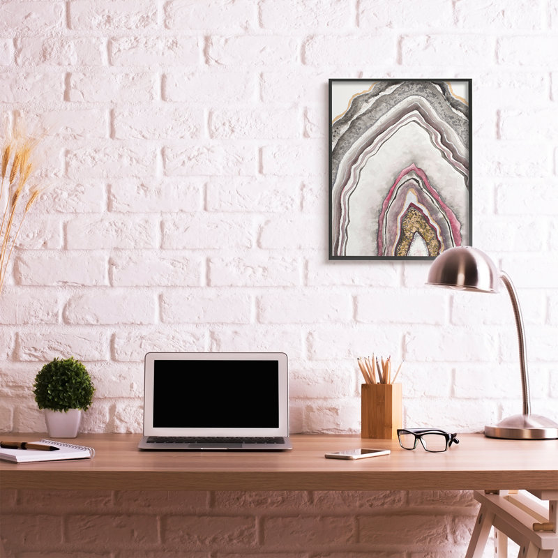 Motif d'arche de roche rose neutre Geode, Giclée encadrée noir minuit, H 30 po x l 24 po