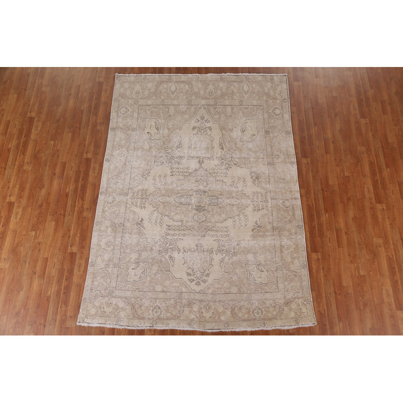 Tapis rétro persan Tabriz vieilli 6 x 9