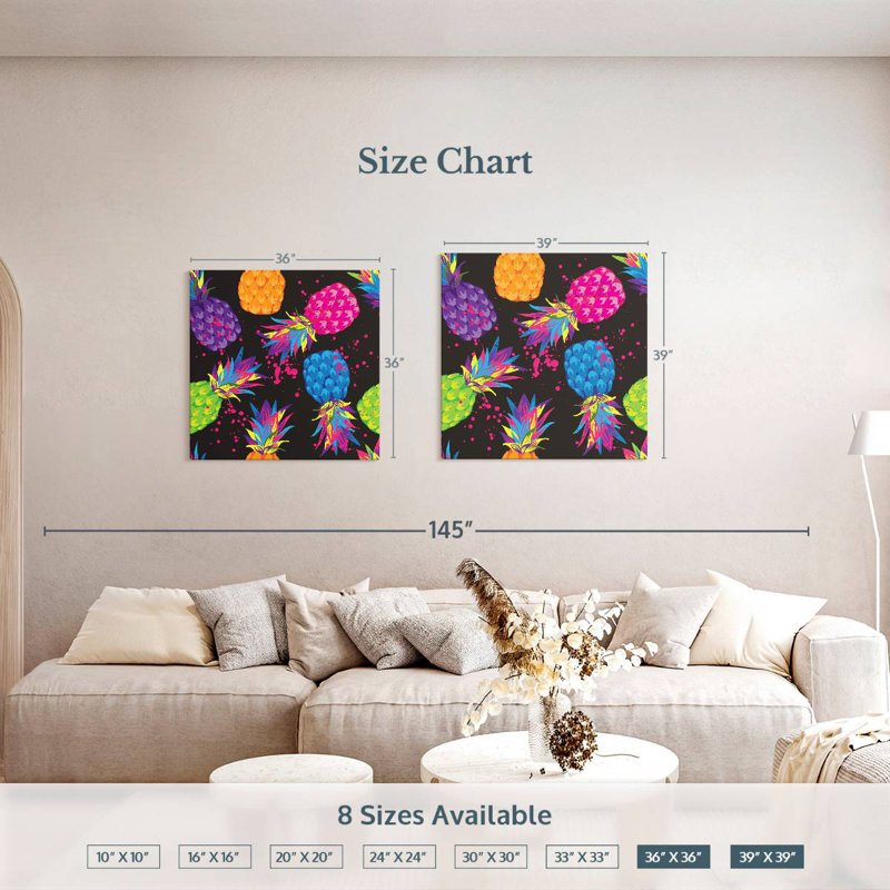 Yarlin Neon Pineapples, 36" H x 36" W