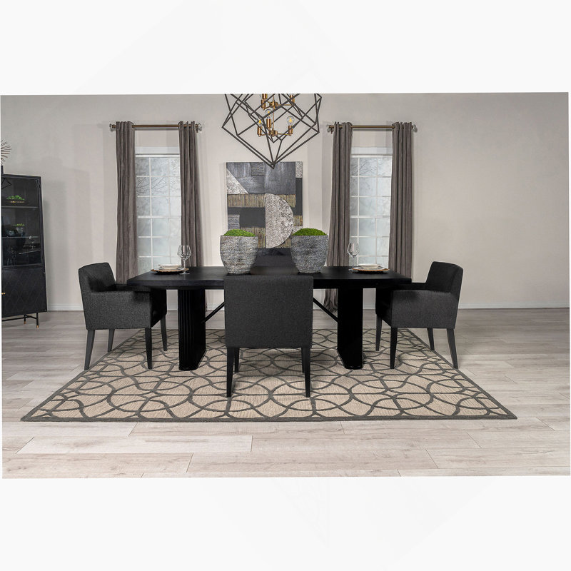 Ensemble de salle à manger 5 pièces gris anthracite et noir, 5 pièces: table, 4 chaises