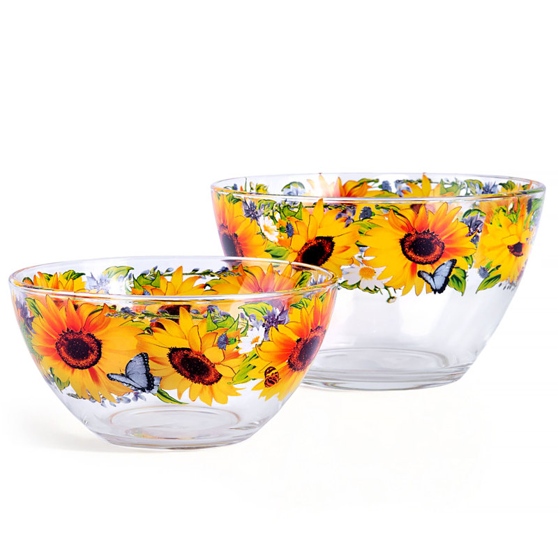 Bol à salade en verre Sunflowers
