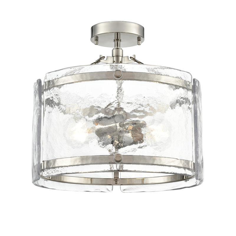 Plafonnier semi-encastré 2 lumières Bennetti, Nickel poli