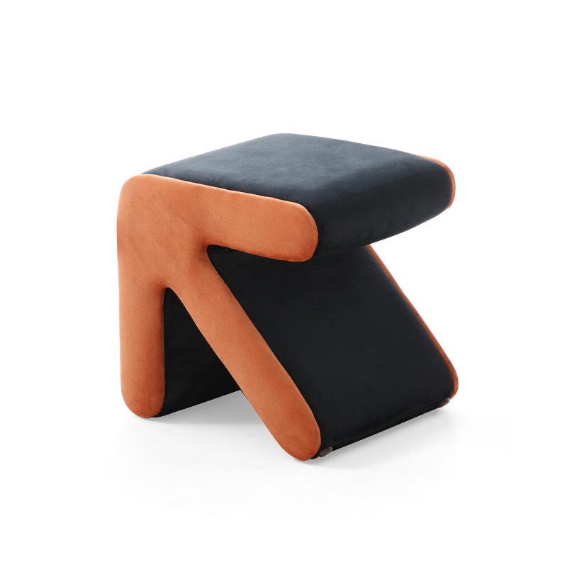 Velvet Footstool With Exquisite Workmanship - Stool, Shoe Bench, Footrest, Black Modern Multifunctional Table Stool