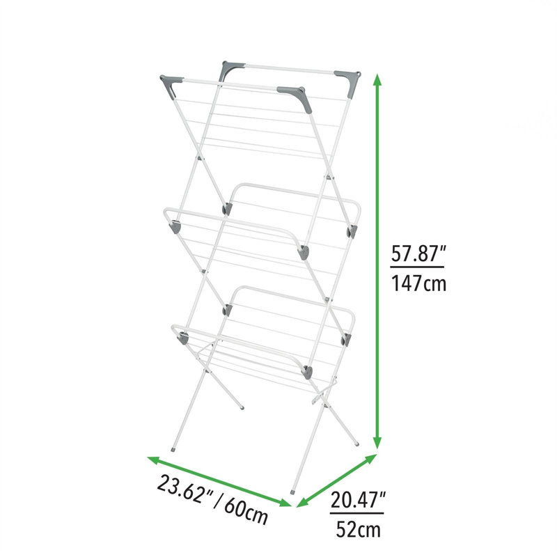 Steel Foldable Tripod Drying Rack, White/Grey