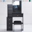 29.2" Small Space Left Bedside Cabinet Vanity Table + Cushioned Stool-1135991992