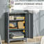 Armoire en métal grise avec intérieur spacieux et bibliothèque industrielle à 3 tablettes
