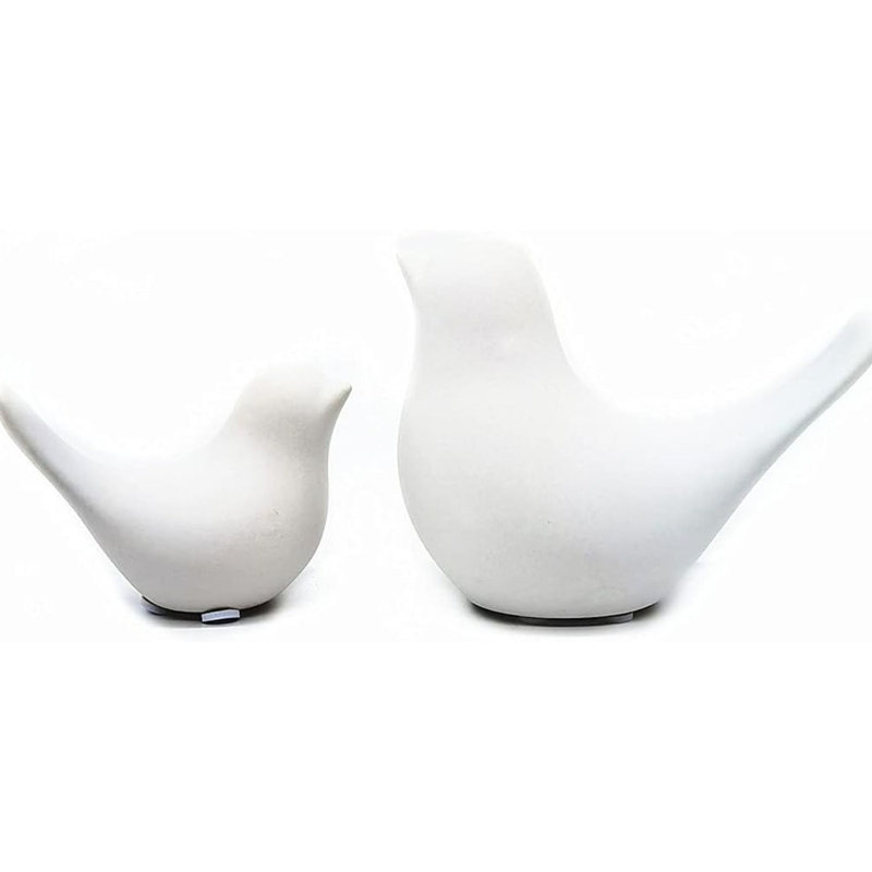 2 Pack Small White Bird Statues