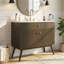 Meuble-lavabo rayé de luxe 36 po, double rangement à fermeture en douceur et lavabo en céramique de qualité supérieure