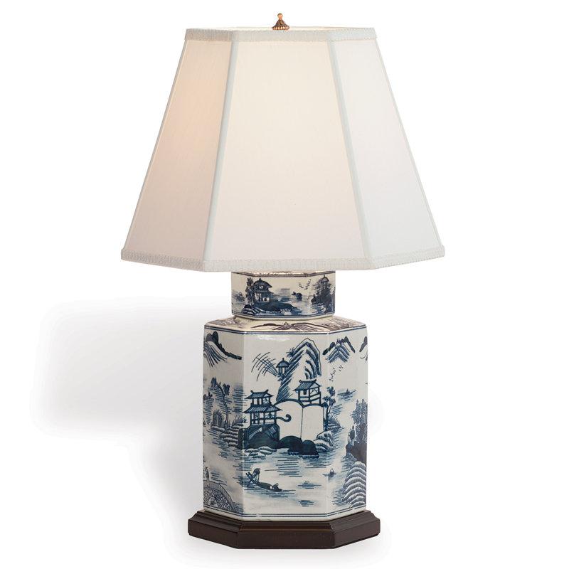 Lampe de table bleue / blanche 23 "Canton