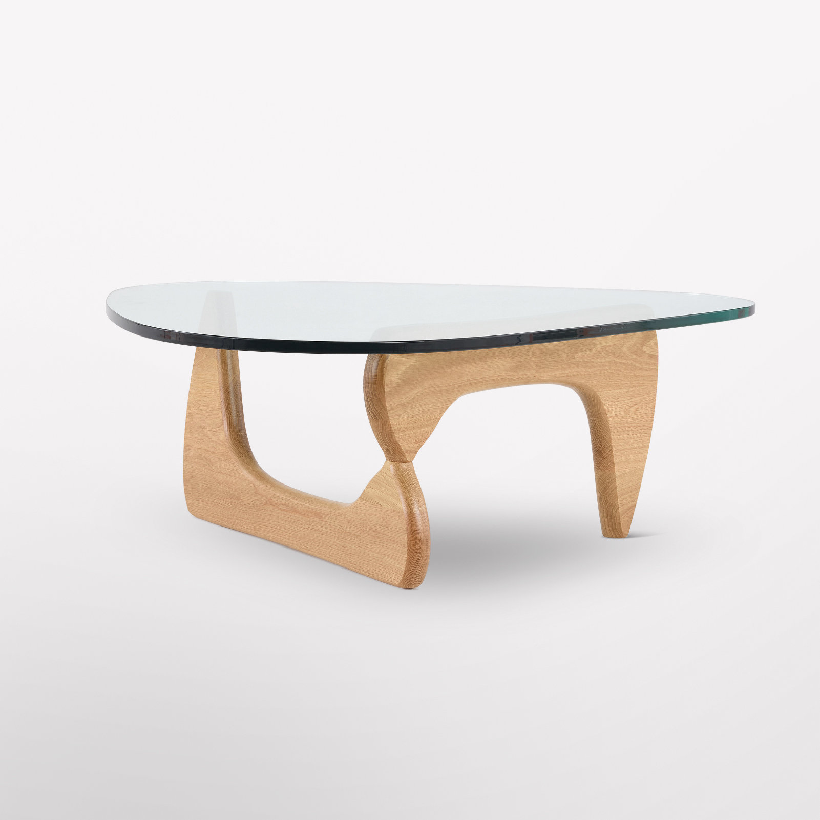 Modern Triangle Glass Coffee Table – Clear Top with Wood or Metal Base for Living Room