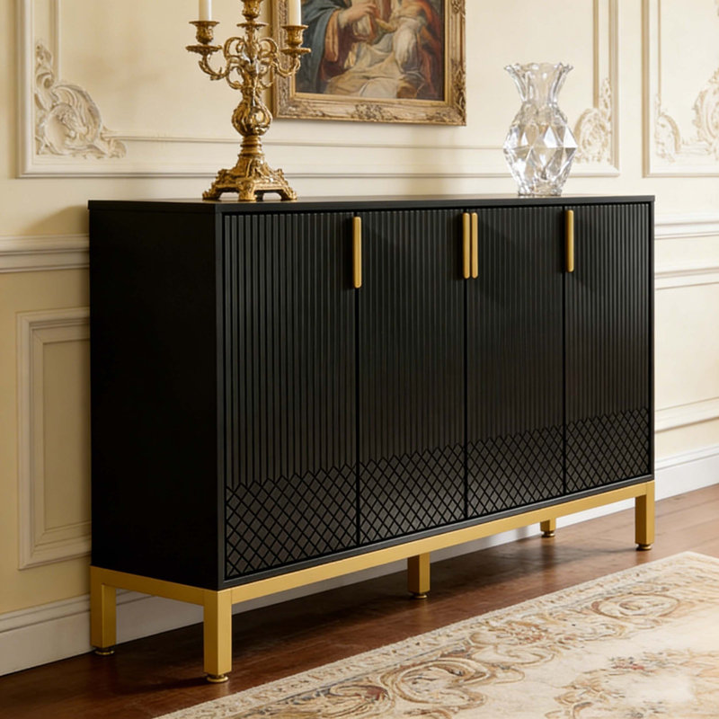 Buffet avec 4 portes Modern, Noir